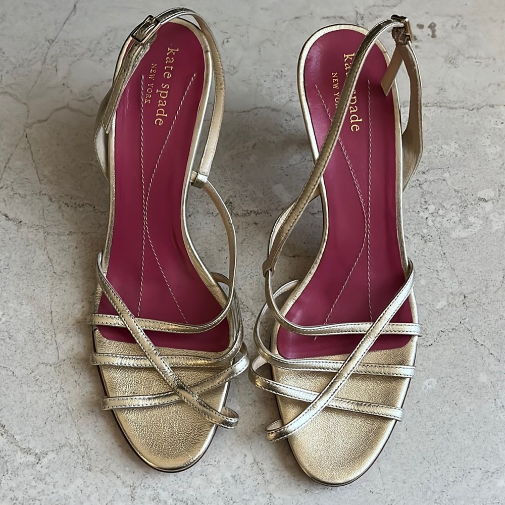 Kate Spade gold strappy sandals size 8